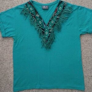Vintage Turquoise Western Top